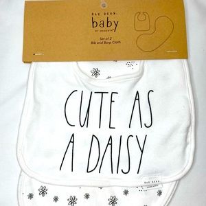 🎉HP🎉Rae Dunn Cute As A Daisy —-Bib and Burp Cloth Set